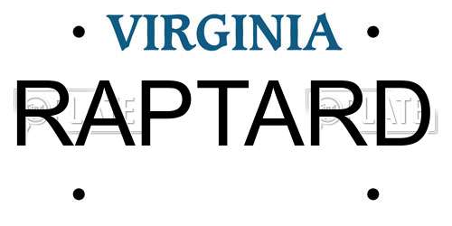 RAPTARD Virginia License Plate