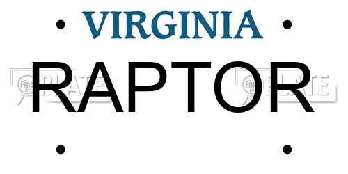 RAPTOR Virginia License Plate