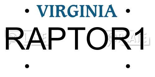 RAPTOR1 Virginia License Plate
