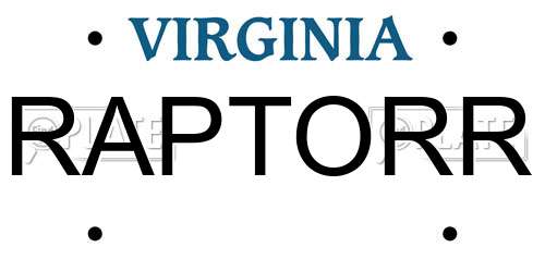 RAPTORR Virginia License Plate