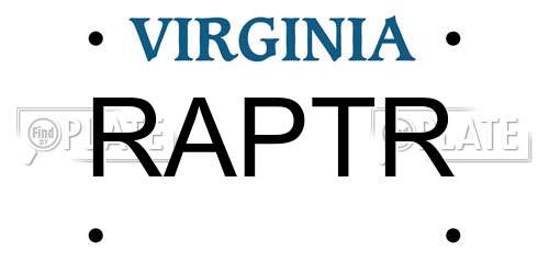 RAPTR Virginia License Plate
