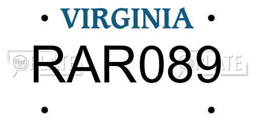 RAR089 Virginia License Plate