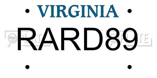 RARD89 Virginia License Plate