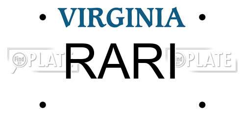 RARI Virginia License Plate