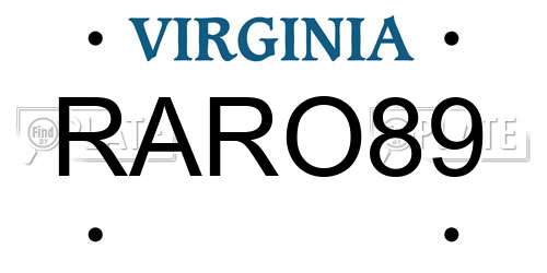 RARO89 Virginia License Plate