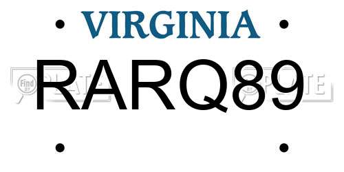 RARQ89 Virginia License Plate