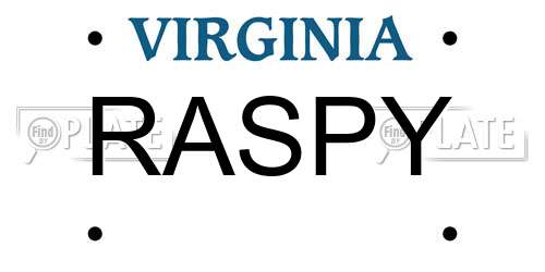 RASPY Virginia License Plate