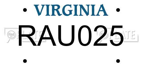 RAU025 Virginia License Plate