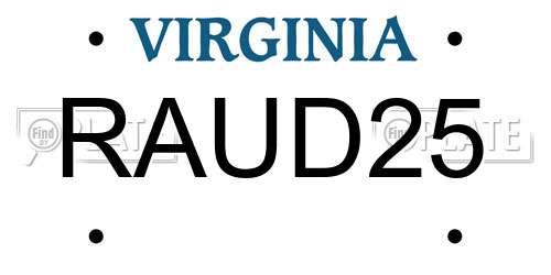 RAUD25 Virginia License Plate