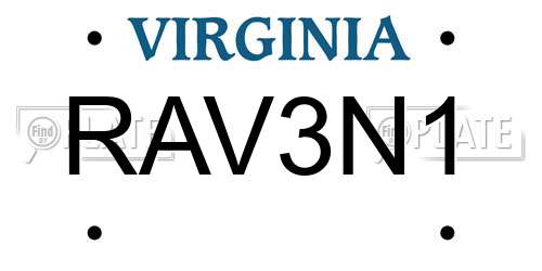RAV3N1 Virginia License Plate