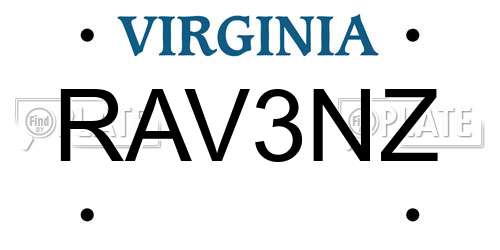 RAV3NZ Virginia License Plate