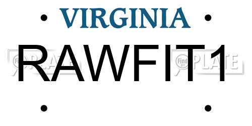 RAWFIT1 Virginia License Plate