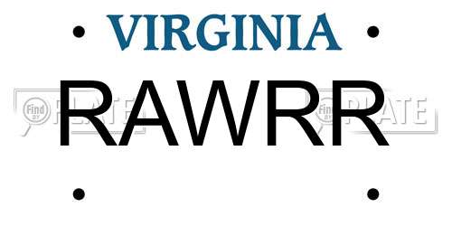 RAWRR Virginia License Plate
