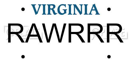 RAWRRR Virginia License Plate