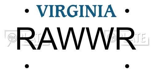 RAWWR Virginia License Plate