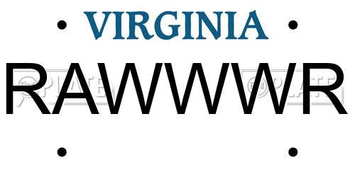RAWWWR Virginia License Plate
