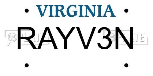 RAYV3N Virginia License Plate