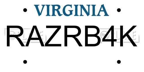 RAZRB4K Virginia License Plate