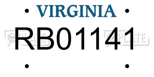 RB01141 Virginia License Plate