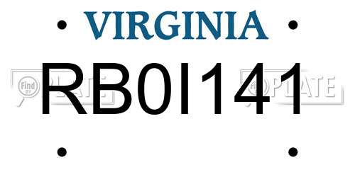 RB0I141 Virginia License Plate