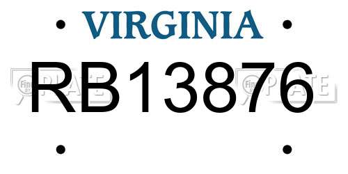 RB13876 Virginia License Plate