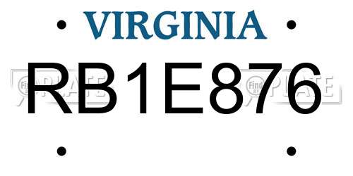 RB1E876 Virginia License Plate