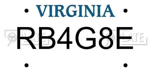 RB4G8E Virginia License Plate