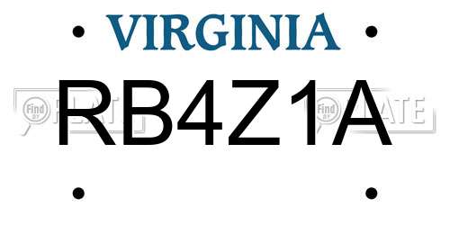 RB4Z1A Virginia License Plate