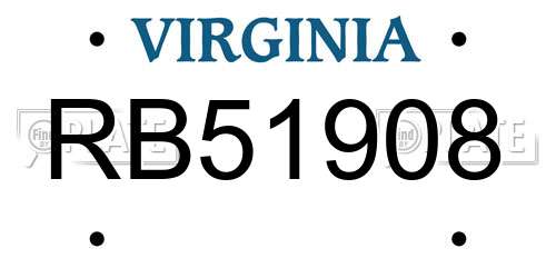 RB51908 Virginia License Plate