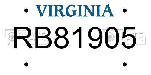 RB81905 Virginia License Plate
