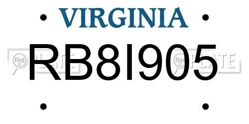 RB8I905 Virginia License Plate