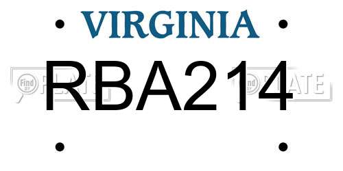 RBA214 Virginia License Plate