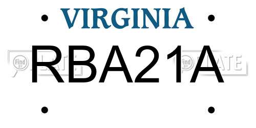 RBA21A Virginia License Plate