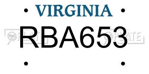 RBA653 Virginia License Plate