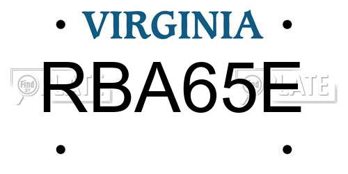 RBA65E Virginia License Plate