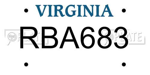 RBA683 Virginia License Plate