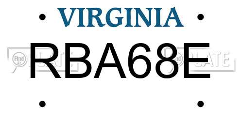 RBA68E Virginia License Plate