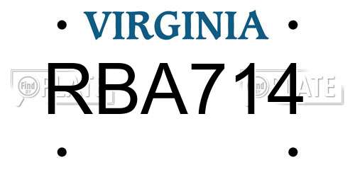 RBA714 Virginia License Plate