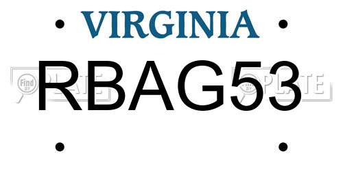 RBAG53 Virginia License Plate