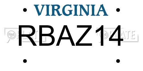 RBAZ14 Virginia License Plate