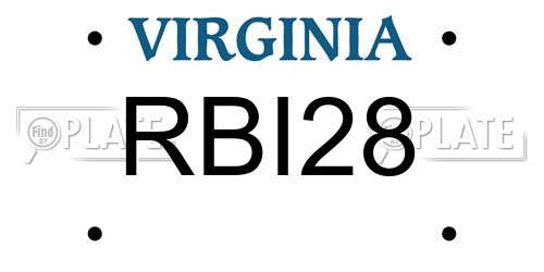 RBI28 Virginia License Plate