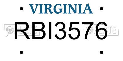 RBI3576 Virginia License Plate