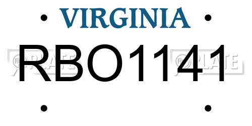 RBO1141 Virginia License Plate