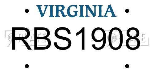 RBS1908 Virginia License Plate