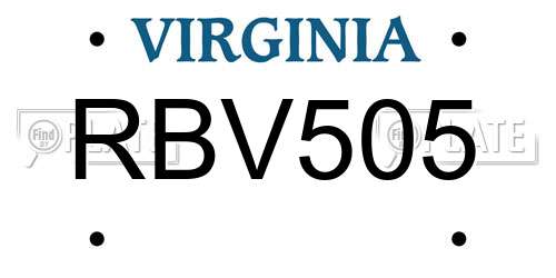 RBV505 Virginia License Plate