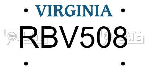 RBV508 Virginia License Plate