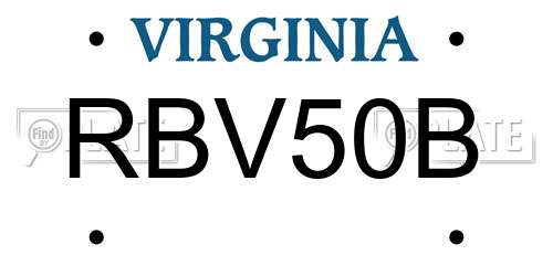 RBV50B Virginia License Plate