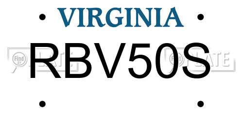 RBV50S Virginia License Plate