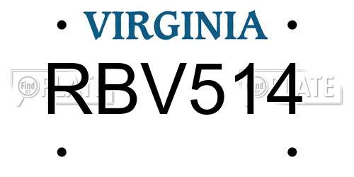 RBV514 Virginia License Plate