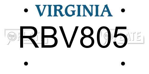 RBV805 Virginia License Plate